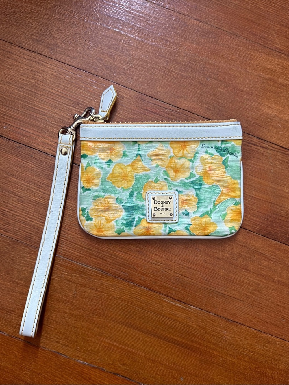 Dooney & Bourke Yellow Petunia Floral Wristlet Wallet Pouchette